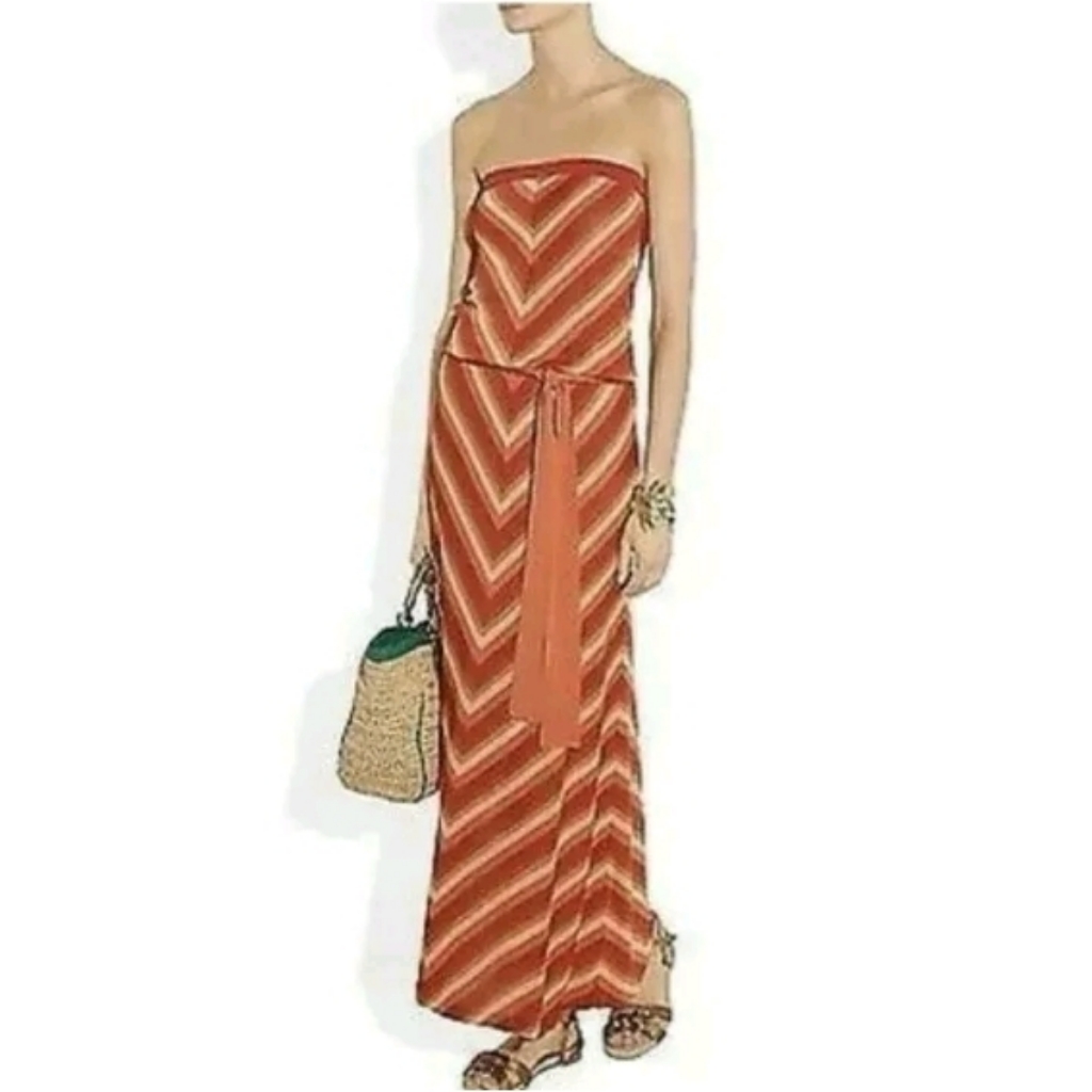 New $600 Haute Hippie Women's Dress Strapless Knitted Belted Maxi Long Xs 0-2